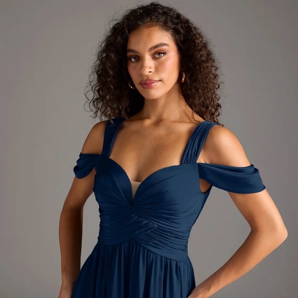 New Azazie “Lianne” Dark Navy Bridesmaids Dress - Picture 3 of 12